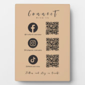 Facebook Instagram Tiktok QR Code Trendy Rustic Fotoplatte (Vorderseite)