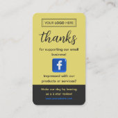 Facebook Kundenfeedback Geschäft Anthrazit Schiefe Visitenkarte (Rückseite)