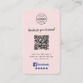 Facebook-Review | Business Reviews rosa QR Code Visitenkarte (Vorderseite)