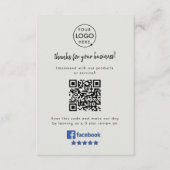 Facebook Review Link QR Code Gray Business Reviews Begleitkarte (Vorderseite)