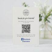Facebook Review Link QR Code Gray Business Reviews Begleitkarte (Stehend Vorderseite)