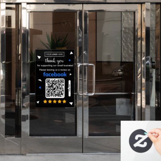 Facebook Review Request Card mit Logo und QR Code Fensteraufkleber (Büro Tür)