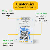 Facebook Review Request Card mit Logo und QR Code Sockelschild