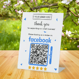 Facebook Review Request Card mit Logo und QR Code Sockelschild