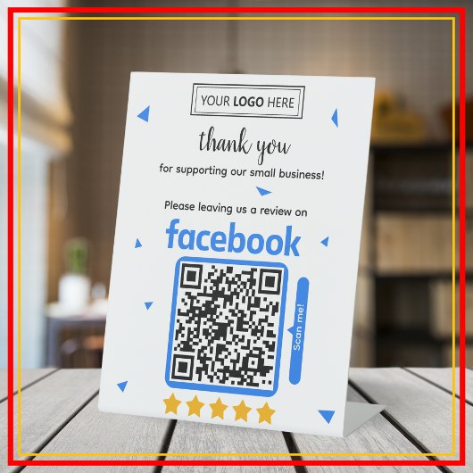 Facebook Review Request Card mit Logo und QR Code Sockelschild