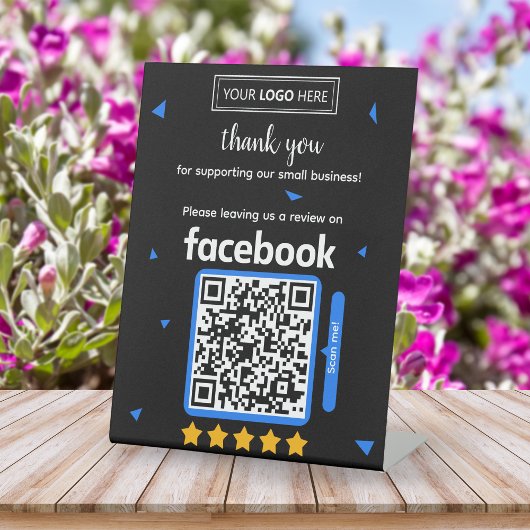 Facebook Review Request Card mit Logo und QR Code Sockelschild