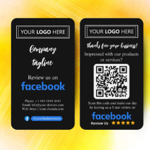 Facebook Review Request Card mit Logo und QR Code Visitenkarte