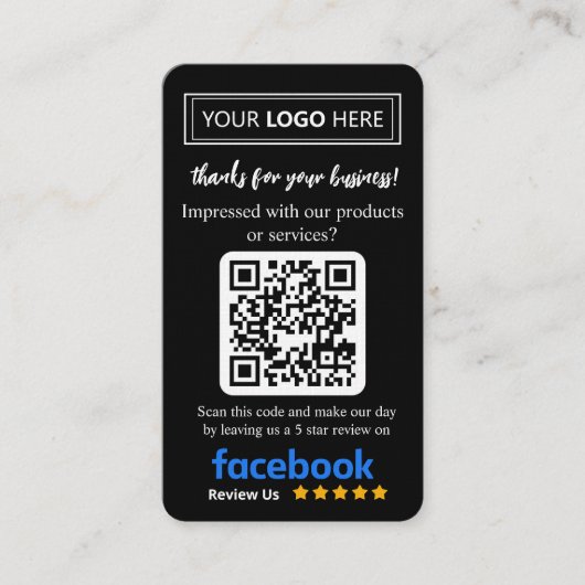 Facebook Review Request Card mit Logo und QR Code Visitenkarte (Vorderseite)