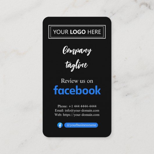 Facebook Review Request Card mit Logo und QR Code Visitenkarte (Rückseite)