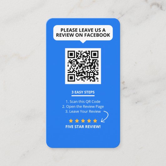 Facebook-Reviews bewerten 5-Sterne-QR-Code Visitenkarte (Vorderseite)