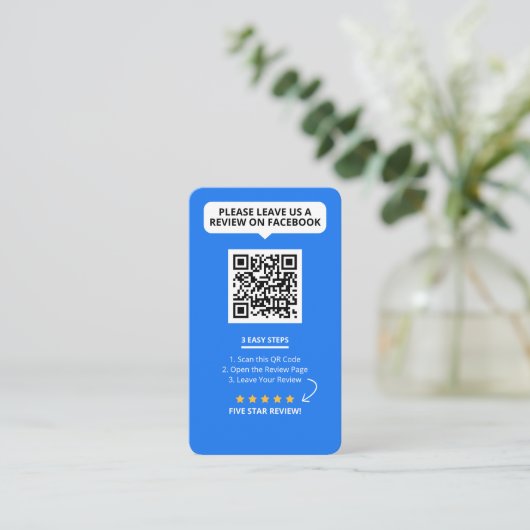 Facebook-Reviews bewerten 5-Sterne-QR-Code Visitenkarte (Stehend Vorderseite)