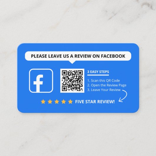 Facebook-Reviews bewerten 5-Sterne-QR-Code Visitenkarte (Vorderseite)