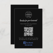 Facebook-Reviews | Business Rating Link Black QR Begleitkarte (Vorne/Hinten)