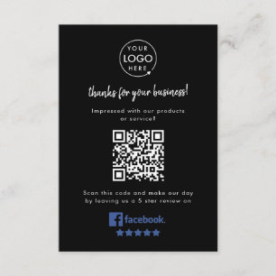 Facebook Reviews Business Rating Link Black QR Begleitkarte