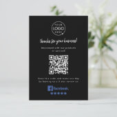 Facebook-Reviews | Business Rating Link Black QR Begleitkarte (Stehend Vorderseite)