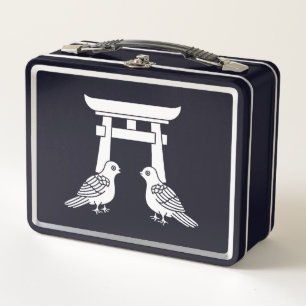 Facebook-Tauben und Torii Metal Lunch Box