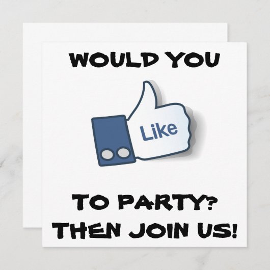 FACEBOOK/TWITTER/TEXTER-PARTY EINLADUNG (Vorne/Hinten)