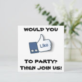 FACEBOOK/TWITTER/TEXTER-PARTY EINLADUNG (Stehend Vorderseite)