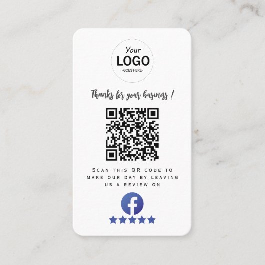 Facebook-Überprüfungskarte Visitenkarte (Vorderseite)