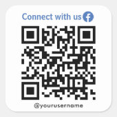 Facebook-Verbindung mit Qr-Code von uns weiß Quadratischer Aufkleber (Vorderseite)