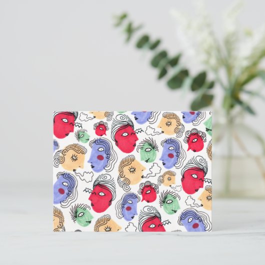 Facehead Muster Postkarte (Stehend Vorderseite)