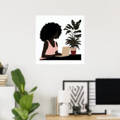 Faceless African American Woman Working Wall Art Poster (Heimbüro)