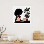 Faceless African American Woman Working Wall Art Poster (Küche)