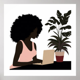 Faceless African American Woman Working Wall Art Poster