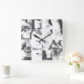 Faceless Collage Quadratische Wanduhr (Zuhause)