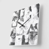 Faceless Collage Quadratische Wanduhr (Winkel)