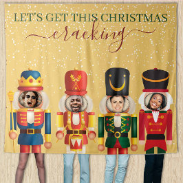 Faceless Nutcracker Gold Weihnachts-Foto Hintergru Wandteppich