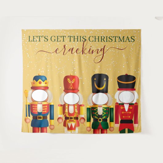 Faceless Nutcracker Gold Weihnachts-Foto Hintergru Wandteppich (Vorderseite (Horizontal))