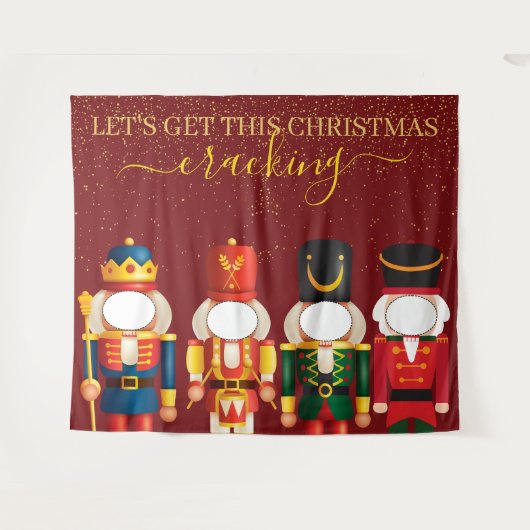 Faceless Nutcracker Red Christmas Foto Hintergrund Wandteppich (Vorderseite (Horizontal))