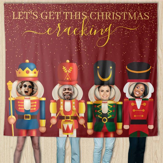 Faceless Nutcracker Red Christmas Foto Hintergrund Wandteppich
