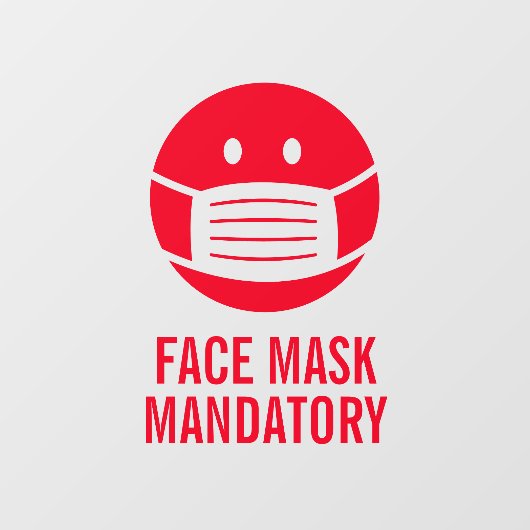 Facemask obligatorische Warnung statische nicht kl Fensteraufkleber (Blatt)