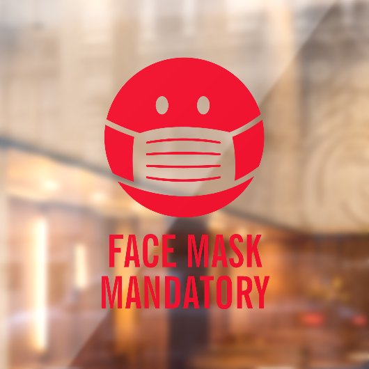 Facemask obligatorische Warnung statische nicht kl Fensteraufkleber (Blatt 2)