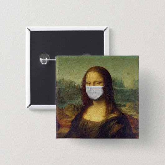 Facemaske Mona Lisa Lapel Button in einer gemütlic (Vorne & Hinten)