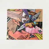 Faces Cubism Tapestry Wandteppich (Vorderseite (Horizontal))