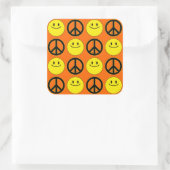 Faces & Peace Signs Quadratischer Aufkleber (Tasche)