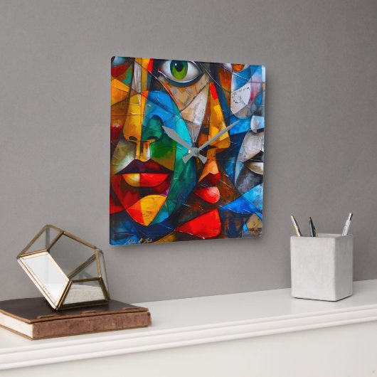 Faces we know quadratische wanduhr (Büro)