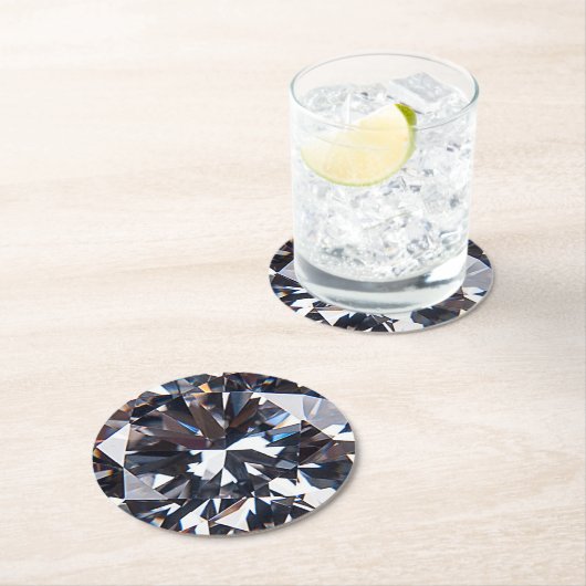 Faceted Elegance Diamond Image Runder Pappuntersetzer (Vor Ort)