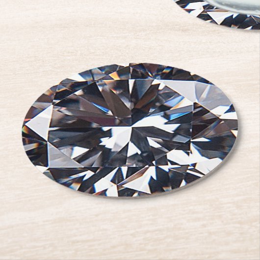 Faceted Elegance Diamond Image Runder Pappuntersetzer (Angewinkelt)