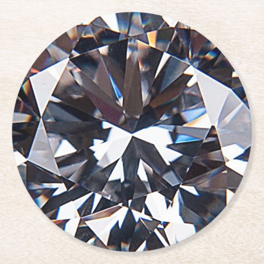 Faceted Elegance Diamond Image Runder Pappuntersetzer (Vorderseite)