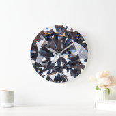 Faceted Elegant Diamond Gem Image Große Wanduhr (Zuhause)
