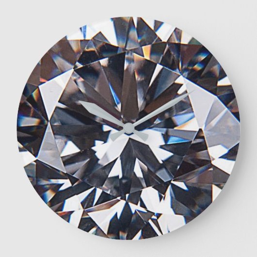 Faceted Elegant Diamond Gem Image Große Wanduhr (Vorderseite)