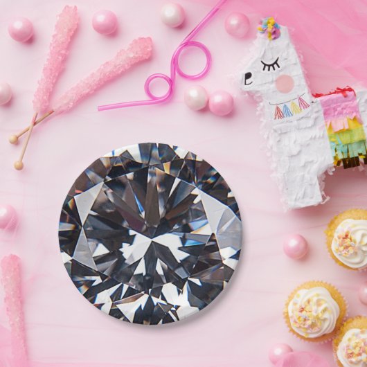 Faceted Elegant Diamond Gem Image Pappteller (Party)