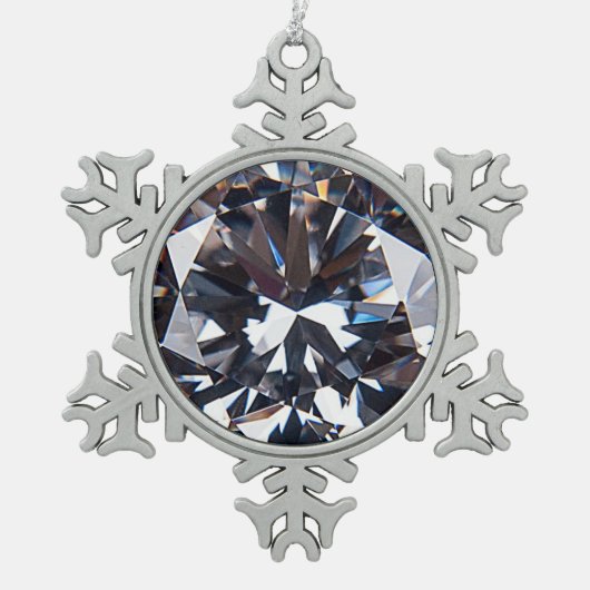 Faceted Elegant Diamond Gem Image Schneeflocken Zinn-Ornament (Vorderseite)