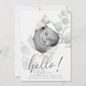 Faceted Foto Frame Eukalyptus Blätter Alabaster Einladung (Vorderseite)