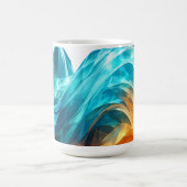 Facettierte cyan- und bernsteinfarbene 3D-Abstrakt Kaffeetasse (Mittel)