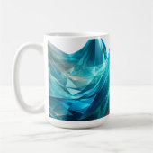 Facettierte cyan- und bernsteinfarbene 3D-Abstrakt Kaffeetasse (Links)